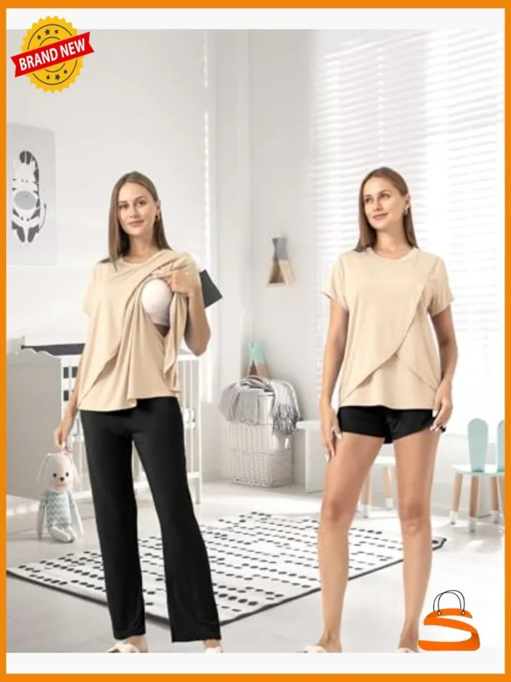 3 Piece Maternity Nursing Pajama Set Soft Postpartum Breastfeeding Pjs